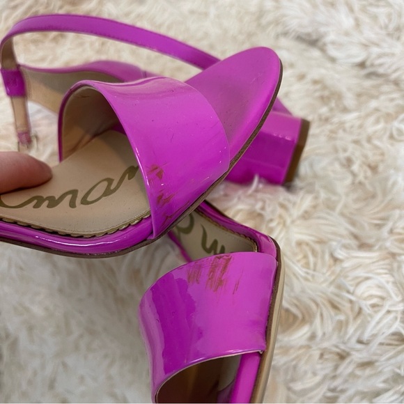Sam Edelman Yaro Sandal in Neon Fuchsia Patent block heel size 10 ankle strap - Picture 13 of 13